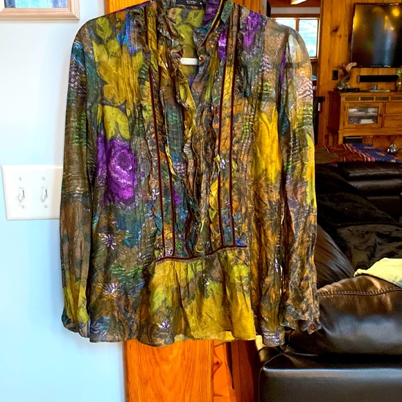 Etro Tops - ETRO Green and Purple Silk blouse🌺